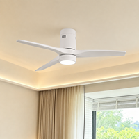 Ventilateur de plafond moderne et simple pour salon, 52 pouces, moteur DC, 3 pales en ABS, télécommande LED, silencieux