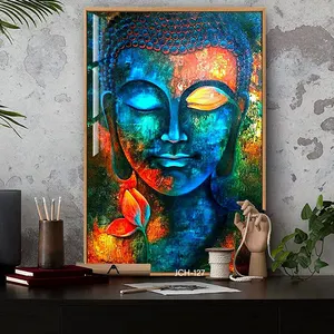 Vendita calda Wall Art per soggiorno dipinti di Buddha blu sala di meditazione Zen Decor statua astratta di Buddha immagini di tela