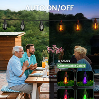Guirlande solaire d'extérieur pour jardin, lumières de jardin à effet de flamme vacillante, ampoules étanches, lampes alimentées par énergie solaire, décoration rétro pour jardin et cour