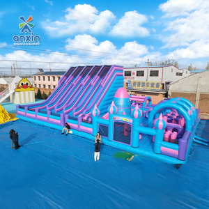 Castillo Inflable Resistente <span class=keywords><strong>de</strong></span> Anxin Factory, Diseño <span class=keywords><strong>de</strong></span> Tobogán Múltiple para Centros <span class=keywords><strong>de</strong></span> Entretenimiento y Eventos - Product Image 1