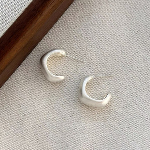 S925 Sterling <b>Silver</b> C Shape Hoop Earrings Geometric <b>Stud</b> Everyday Wear - Product Image 3