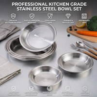 Plateaux de service alimentaire en acier inoxydable argenté écologiques de plusieurs tailles, assiettes de service profondes, plateaux de dîner plats épaissis pour la cuisine