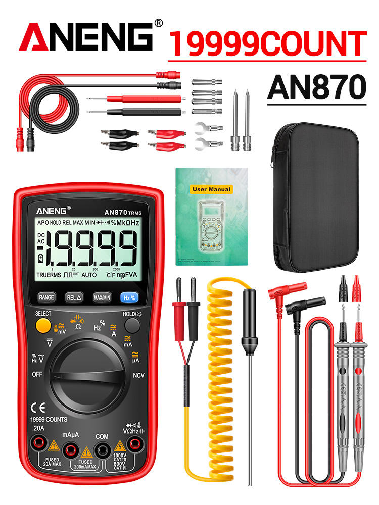 Multimètre rouge ANENG AN870 (version haute)