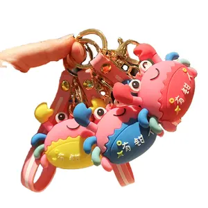 Creative Small Crab Meaning Rich People Keychain Soft Glue Cartoon Animal Doll Car Package Gift Pendant Keyring