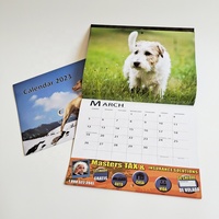 Cetak Kalender Dinding Bulanan Anak Anjing dengan Jilid Jahit Murah