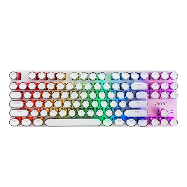 Customizable Retro Punk RGB Backlit Round Keycaps Gaming Mechanical Keyboard with Interface Compatible with PC & Laptop