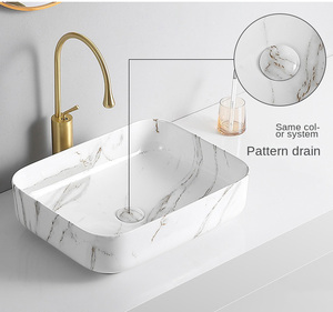 Hiện Đại Đơn Giản Thiết Kế Biệt Thự Phòng Tắm Lưu Vực Gốm Đá Cẩm Thạch Mô Hình Bồn Rửa Với drainer Tùy Chỉnh Màu Sắc Nghệ Thuật Lưu Vực - Product Image 1