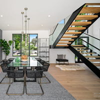 Escalier en acier préfabriqué à double poutre pour duplex, kit d'escalier intérieur pour loft