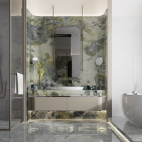 Panneau mural translucide en marbre vert jade Pantagonia, dalle de pierre cristalline rétroéclairée, carrelage, table sur mesure en plinthe verte, dalle d'onyx vert