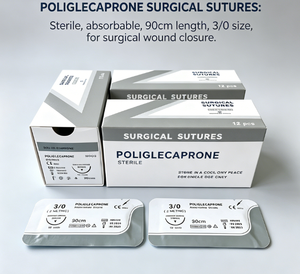Sutura <span class=keywords><strong>Monocryl</strong></span> Tipo Poliglecaprone 25, Monofilamento Absorbible para Cirugía Veterinaria en Perros y Gatos, USP 2-0 3-0 4-0 con Aguja - Product Image 1