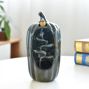 Humo bala reflujo incienso quemador de reflujo de sándalo incienso quemador esmalte negro de cerámica <span class=keywords><strong>incensarios</strong></span> - Product Image 3
