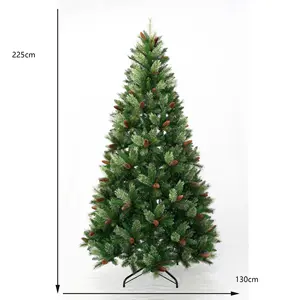 工厂批发环保无光混合聚氯乙烯羊绒硬针7.5英尺225厘米松果圣诞树
