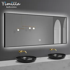 Bathroom Aluminum Frame Rectangle Salon Smart Custom LED Wall Mirror