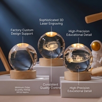 Bola Kristal Optik K9 dengan Ukiran Laser 3D, Alas Kayu LED Isi Ulang, Set Kotak Hadiah Mewah untuk Hadiah, Dukungan Logo OEM