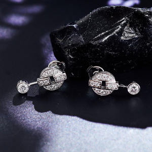 À la mode 18K or massif avec Moissanite/Lab diamant boucles d'oreilles bijoux rond brillant forme boucle d'oreille pour femmes hommes - Product Image 4