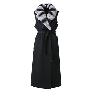 <span class=keywords><strong>Gilet</strong></span> <span class=keywords><strong>long</strong></span> en laine et cachemire pour <span class=keywords><strong>femme</strong></span> avec col amovible en fourrure de lapin Rex, <span class=keywords><strong>gilet</strong></span> <span class=keywords><strong>extra</strong></span> <span class=keywords><strong>long</strong></span> en laine - Product Image 4