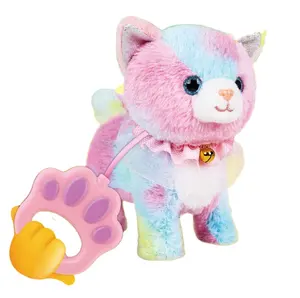 Interesting plush toys voice control electric with traction rope cartoon big cat Can Walk stuffed toys, baby toys