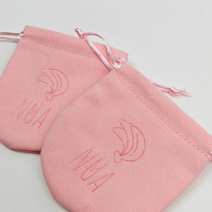 Sac à cordon en microfibre imitation daim rose avec logo personnalisé INFFY, imprimé en sérigraphie, pochette en velours recyclable de haute qualité, 30x40cm - Product Image 3