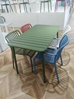 Langlebiger 120x70cm Metall-Gartentisch Grün Rechteckiger Terrassentisch Pulverbeschichteter Metallrahmen für Garten Balkon