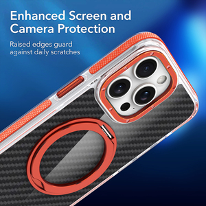 High Quality Carbon <strong>Fiber</strong> 360 Degree Rotating Ring Magnetic Mobile Phone Cover with Stand Protective Cell Phone Case - Product Image 5