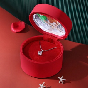 High Quality Christmas LED Jewelry <b>Gift</b> <b>Box</b> <b>Red</b> Round Suede Lining Ring Necklace <b>Gifts</b> Set Jewelry Packaging Storage <b>Box</b> - Product Image 4