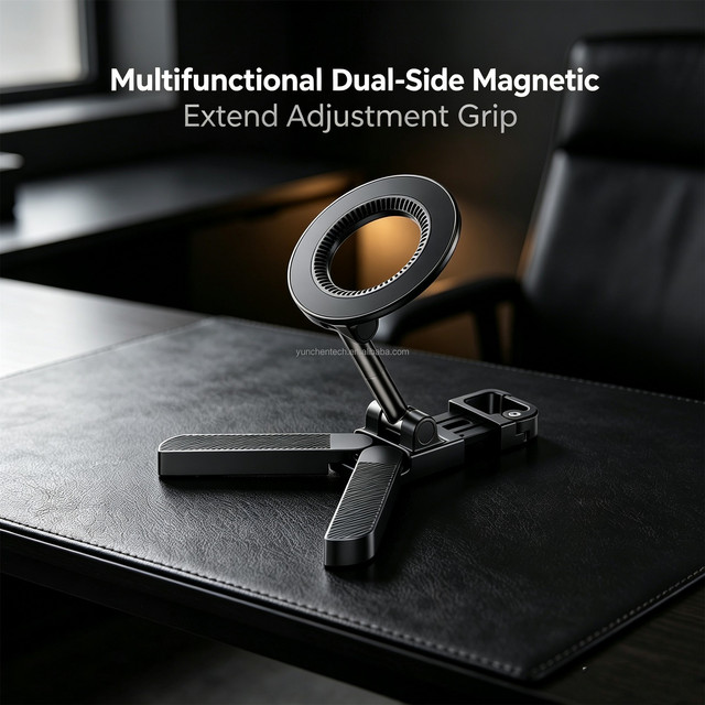 Multifunction Lightweight Phone Holder Grip Dual-Side Strong Magnetic Extend Angle Adjustment Rotate Foldable Pocket Travel Gym
