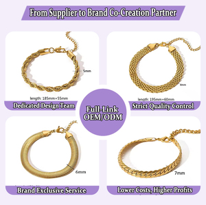 Bracciali a Catena Placcati Oro 14K 18K Personalizzati all'Ingrosso, <span class=keywords><strong>Bracciale</strong></span> Vintage Stratificato in Acciaio Inossidabile con <span class=keywords><strong>Incisione</strong></span> per <span class=keywords><strong>Donna</strong></span>, Idea Regalo - Product Image 2