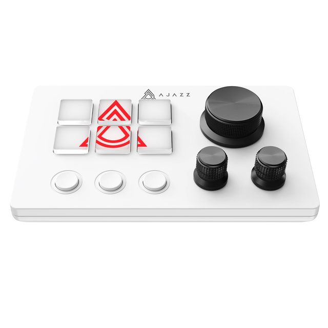 Ajazz AKP03 Visual Controller Stream Deck with 15 LCD Macro Keys 3 Knobs & Side Screen Customizable Icons Pad for Video Editing