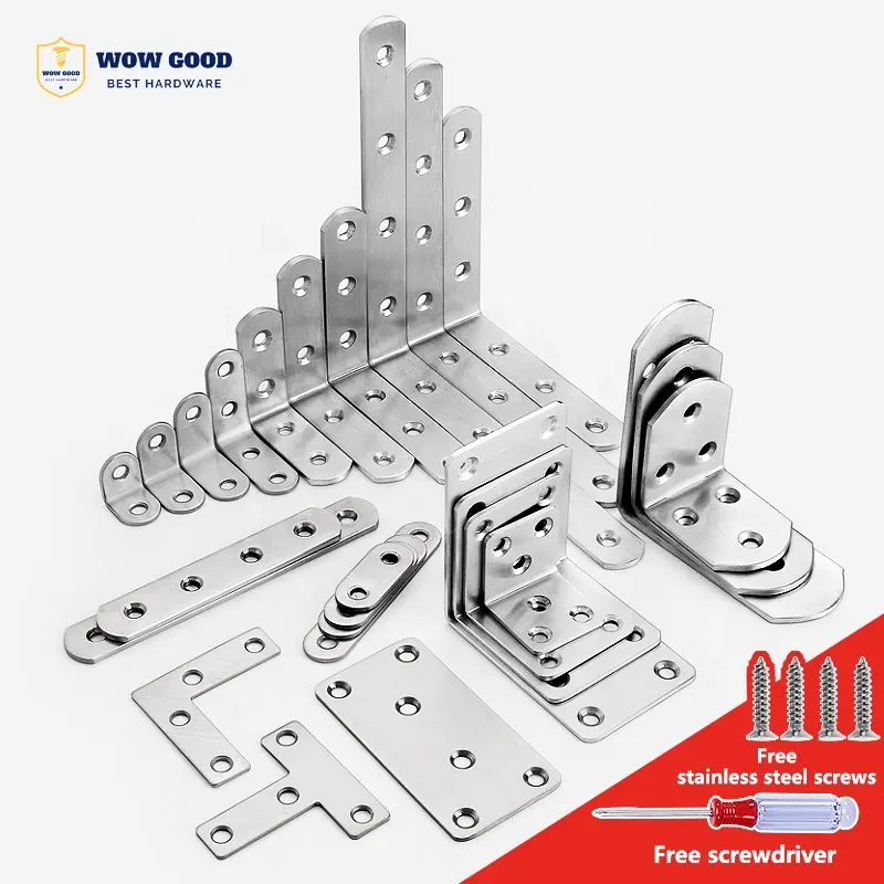 stainless steel furniture bed chair table door metal corner brace fixed connector I T L U C shaped 90 Degree right angle bracket