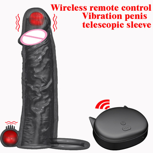 Vibrierende Kondome Vergrößerung für Männer Wieder verwendbare Kondome Dildo Vibrator Penis Ring Ärmel Adult Sex Shop Sex - Product Image 6