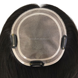 Prótesis Capilar Femenina de 18 Pulgadas de Largo, Cabello Brasileño, Base Mono con Tres Clips, para Mujeres con Calvicie - Product Image 3