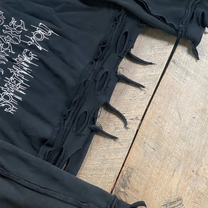 Haute qualité hommes 100% coton Style Vintage à capuche en détresse sérigraphie surdimensionné pull Fit à capuche doublé automne - Product Image 3