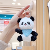 En gros, porte-clés mini panda chinois en peluche, mignon, doux et moelleux, breloque de sac, pendentif de sac à dos, jouet animal en peluche, poupée