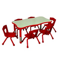 Mobilier de jardin d'enfants à motif personnalisé Bureau d'étude en bois coloré pour enfants Table et chaise pour enfants avec cadre en métal solide