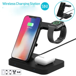 2022 New Design 5 in1 wireless charger stand 15W 10W 7.5W Mobile phones Wireless charger for all phones