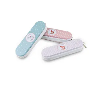 Tùy chỉnh bán buôn có thể tái chế in kim loại thiếc Hộp bút chì với dây kéo cho trẻ em - Product Image 1