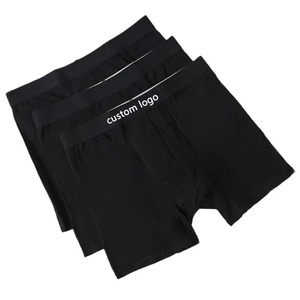 Calzoncillos bóxer negros para hombre con logotipo personalizado, transpirables, de algodón y spandex, de secado rápido, antiestáticos. - Product Image 1