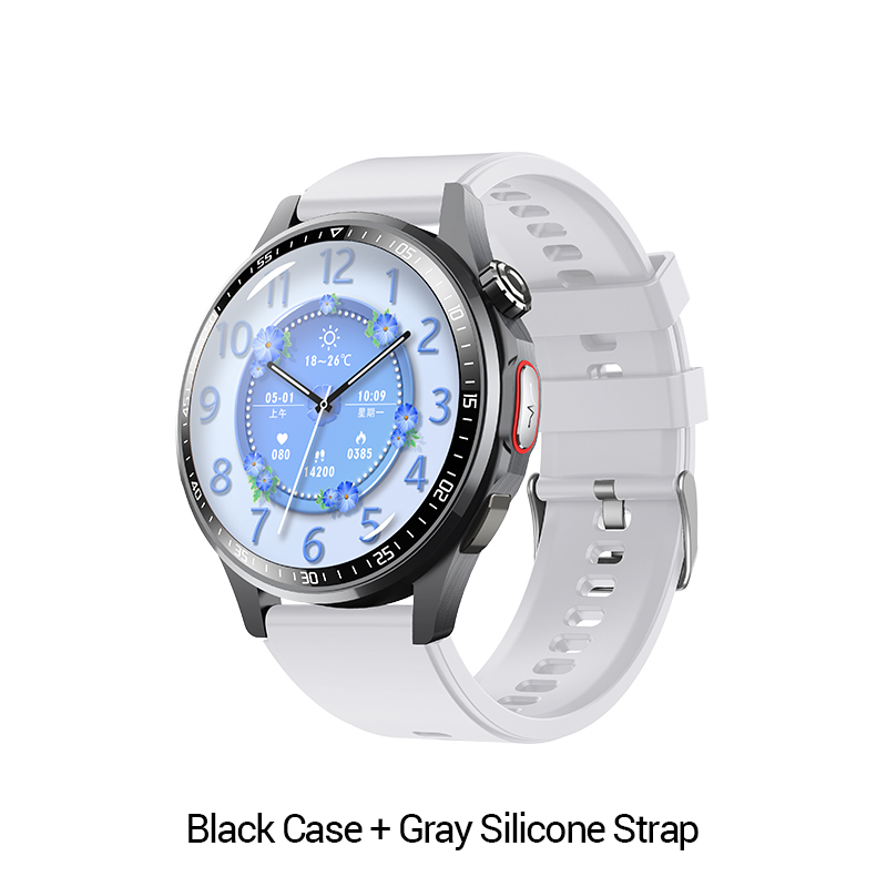 Boîtier noir + bracelet en silicone gris