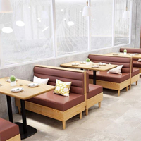 Mobilier commercial : Ensembles de canapés et banquettes en bois et cuir pour salle à manger, restaurant, café décontracté, table et chaise de café
