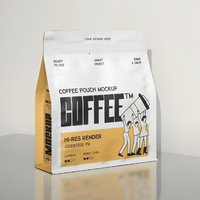 Sachets de café à fond plat personnalisés avec valve de dégazage unidirectionnelle et fermeture éclair refermable pour grains de café, 250g