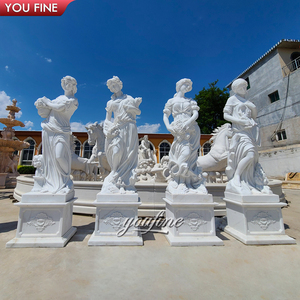 YOUFINE Paysage Design De Luxe Haute Qualité Classique Sculpture De Jardin Sculpté À La Main En <span class=keywords><strong>Marbre</strong></span> Blanc Quatre Saisons Dame Statue - Product Image 3
