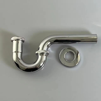 Siphon de lavabo rond en acier inoxydable 304 chromé pour hôtel moderne, ensemble de siphon de vidange G 1 1/4 pour lavabo