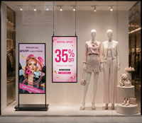 Pantalla de Publicidad Interior, Pantalla LCD de Alto Brillo, Menú Digital para Ventanas con Sistema de Animación CMS Basado en la Nube