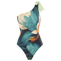 Maillot de bain une pièce vintage Maillot de bain une épaule sexy Ensemble jupe de plage imprimé