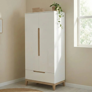 Armario Infantil Moderno Minimalista de Alta Calidad, Blanco, de 2 Puertas, con Cajón <span class=keywords><strong>y</strong></span> Patas de Madera - Product Image 1