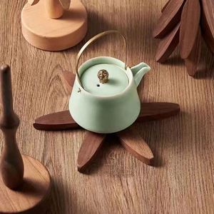 4 Uds. Salvamanteles de madera innovadores en forma de árbol, posavasos plegable con almohadilla caliente para cocina, de PC Material, ocasión de boda - Product Image 5