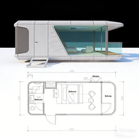 Maison Modulaire Préfabriquée Intelligente de Luxe 2-3 Chambres, Type Capsule Spatiale, Mobile, Conteneur, Cuisine, Extérieur, Bureau