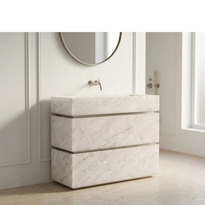 Meuble-lavabo Tostone de luxe en quartzite blanc <span class=keywords><strong>Cristallo</strong></span> rétroéclairé du Brésil pour salle de bain moderne, villa et intérieur - Product Image 1