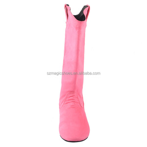 Vendita calda grigio rosso nero giallo tacco basso tessuto scamosciato Sole donne stivali da ballo Salas sala da ballo per signora scarpe da ballo stivali in viola - Product Image 3