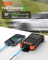 20000mAh Haute Capacité Étanche Solaire Alimenté Chargeur Sans Fil Type-C Entrée 20W Charge Rapide Portable Power Bank pour Montres